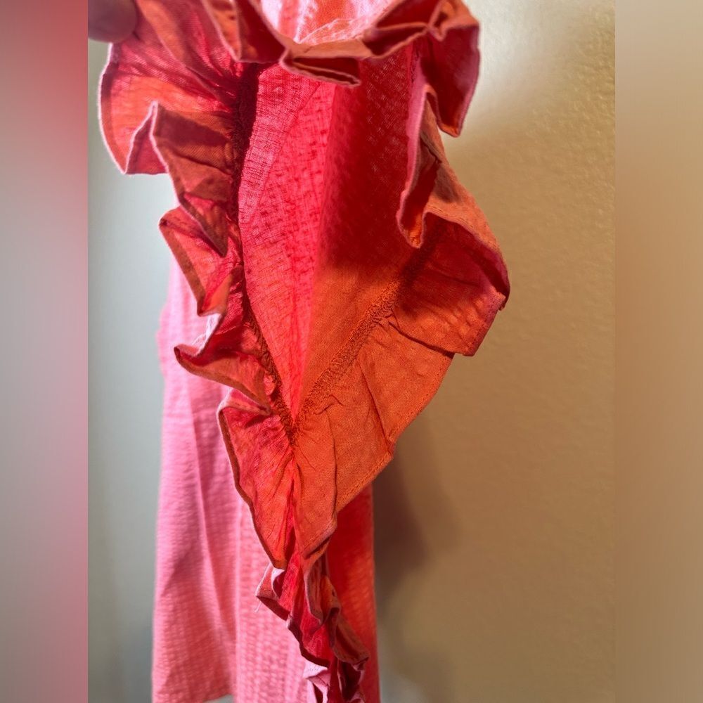 NWT Harshman Women’s Darcy Rose Pink Seersucker Ruffle Blouse Top Oversized- - Picture 9 of 14